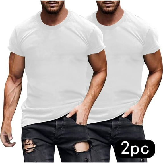 Awdenio Men's T-shirts 2 Pack Ultra Soft Premium Essential Short Sleeve Crewneck Blank Performance Tee