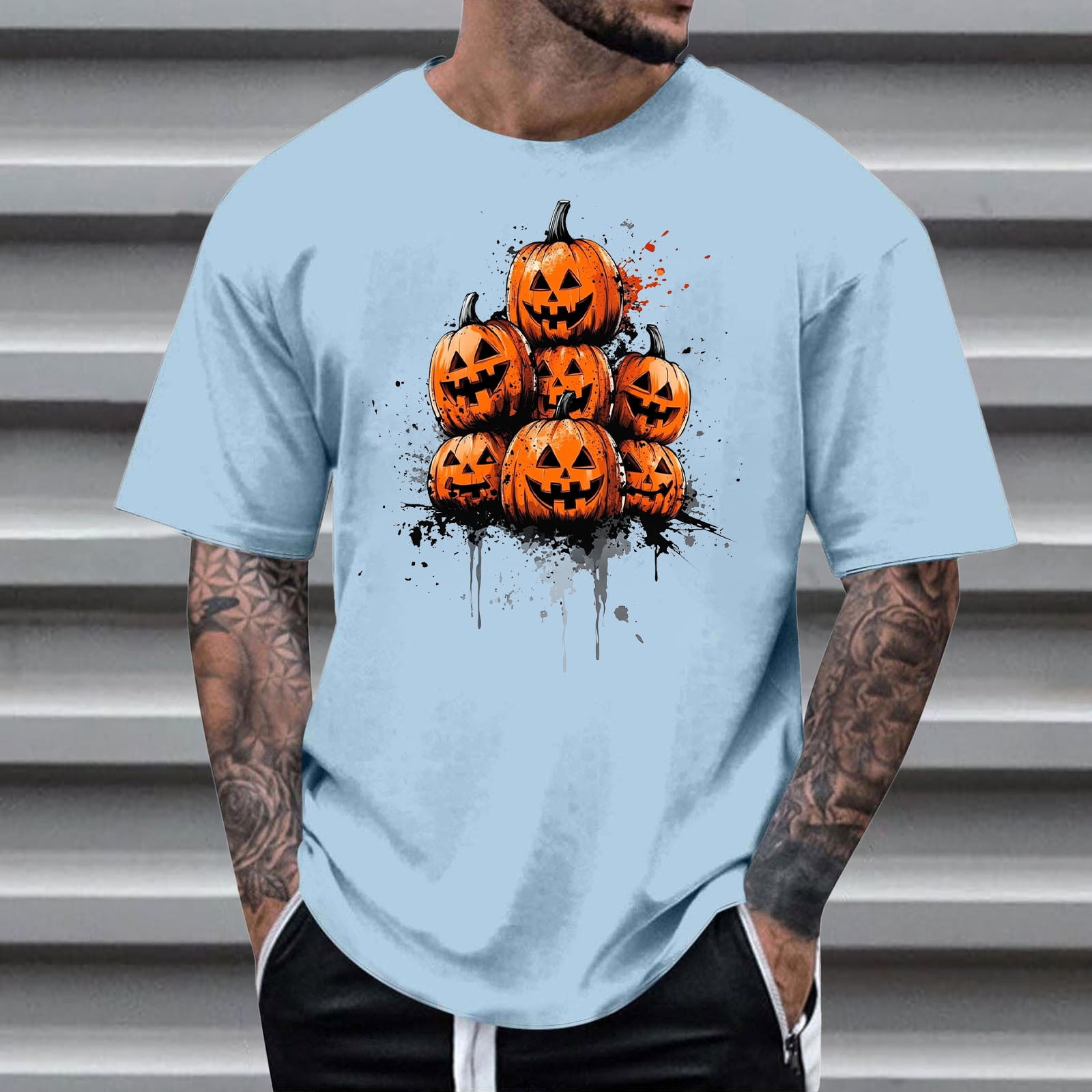 Round Neck Short Sleeve Ghost Graphic T-Shirt