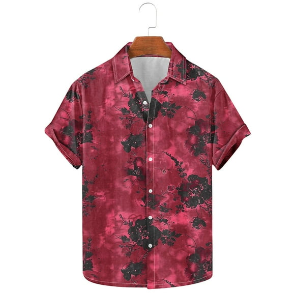 Awdenio Men's T-shirts Short Sleeve Casual Printed Button Down Tropical Shirt Summer Holiday Beach Hawaii Shirts,Size L