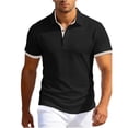 thumbnail image 1 of Awdenio Men's T-shirts Textured Knit Collared Contrast Color Loose Fit Stretchy Golf Shirts, 1 of 6