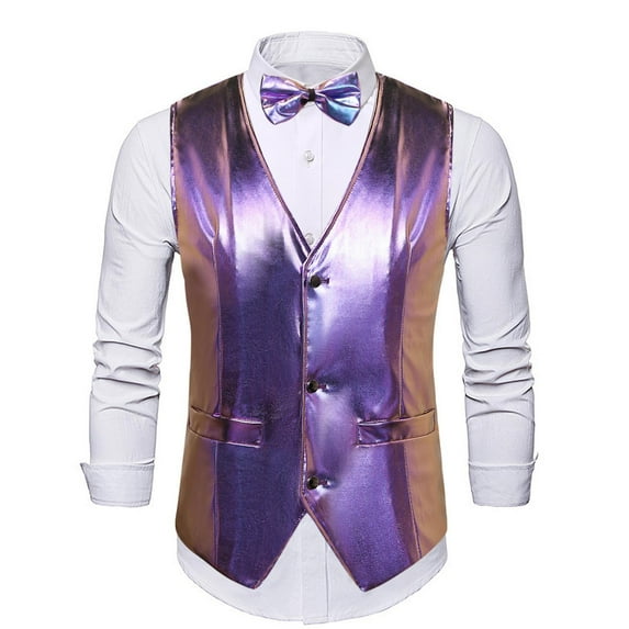 Awdenio Men's Tank Shirts New Men's Blazer V-neck Printing Single Breasted Slim Waistcoat V-Neck Tank Top