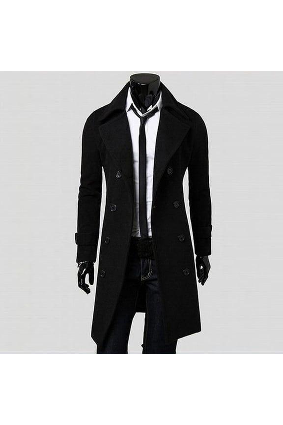 Men's Windbreakers , Winter Men Slim Stylish Trench Coat Double Breasted Long Jacket Coat