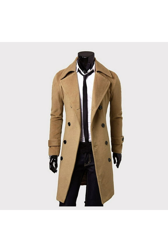 Men's Windbreakers , Winter Men Slim Stylish Trench Coat Double Breasted Long Jacket Coat