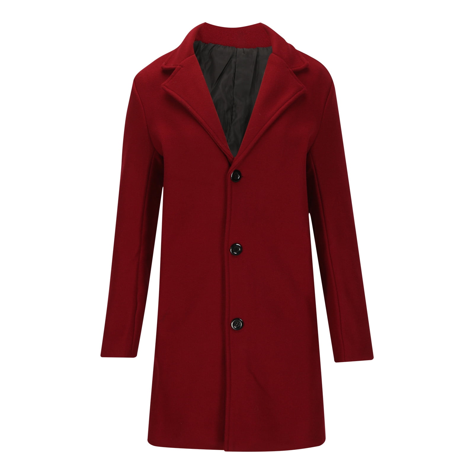 Men's Detachable Scarf Notched Collar Single Breasted Wool Blend Pea Coat