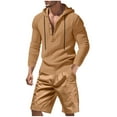 thumbnail image 1 of Awdenio Mens 2 Piece Summer Outfit Casual Short Sleeve Crew-Neck Shirts & Shorts Track Suit Jogging, 1 of 6