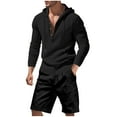 thumbnail image 1 of Awdenio Mens 2 Piece Summer Outfit Casual Short Sleeve Crew-Neck Shirts & Shorts Track Suit Jogging, 1 of 6