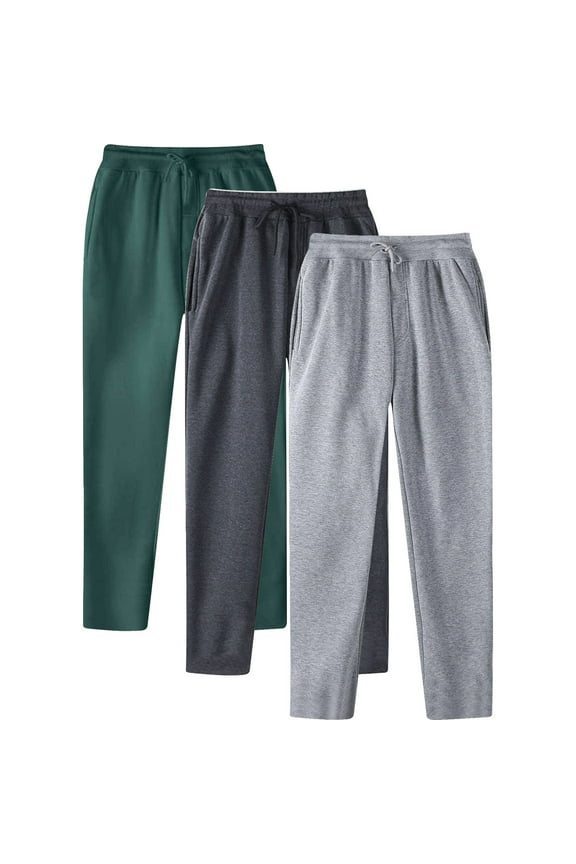 Awdenio Mens 3 Pack Fleece Active Athletic Workout Jogger Sweatpants for Men with Pocket and Drawstring
