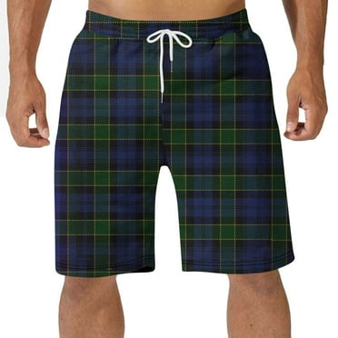 Awdenio Mens Basketball Shorts Plaid Check Cotton Soft Lightweight Long Shorts Drawstring Pants with Pocket