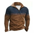 thumbnail image 1 of Awdenio Mens Blouse Fashion Quarter Zip Vintage Pattern Western Sweatshirt Long Sleeve Pullover with Pockets Lapel Top Shirt,Size S, 1 of 2