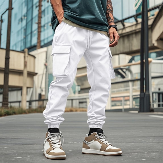 Awdenio Mens Cargo Pants Casual Cotton Drawstring Lightweight Relaxed Fit Work Pants Multi Pockets