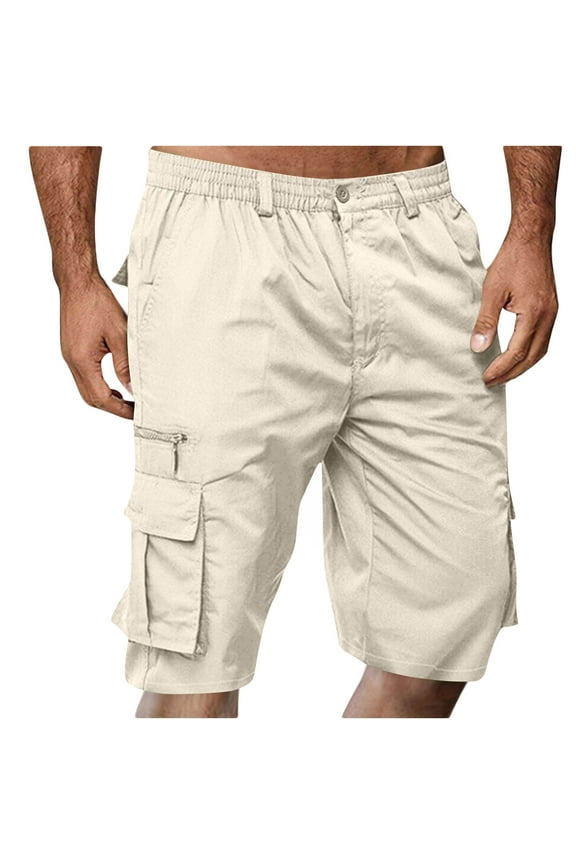 Mens Cargo Shorts Multi Pockets Mens Shorts Below Knee Casual Hiking Summer Shorts