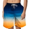 thumbnail image 1 of Awdenio Mens Casual Fashion Gradation Print Shorts Drawstring Waist With Pockets Elastic Waist Beach Pants Breathable, Loose Fit, Perfect for All Seasons, 1 of 4