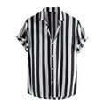 thumbnail image 1 of Awdenio Mens Casual Fashion Stripe Printing Turn-down Collar Short Sleeve Breathable Shirt Blouse Tops Casual Summer T-shirt For Everyday Wear And Vacation Destinations, 1 of 3