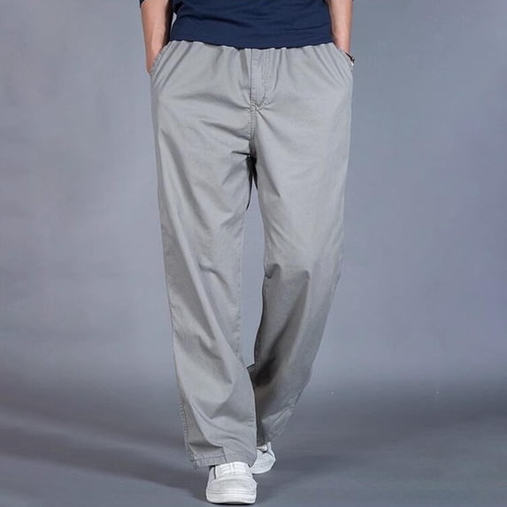 Awdenio Mens Casual Pants Loose Fit Elastic Drawstring Waist Straight-Legs Summer Yoga Beach Long Pants