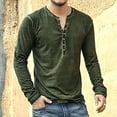 thumbnail image 1 of Awdenio Mens Distressed Henley Shirts Front Placket Retro Long Sleeve Tee Shirts Button Down T-Shirts for Men, 1 of 6