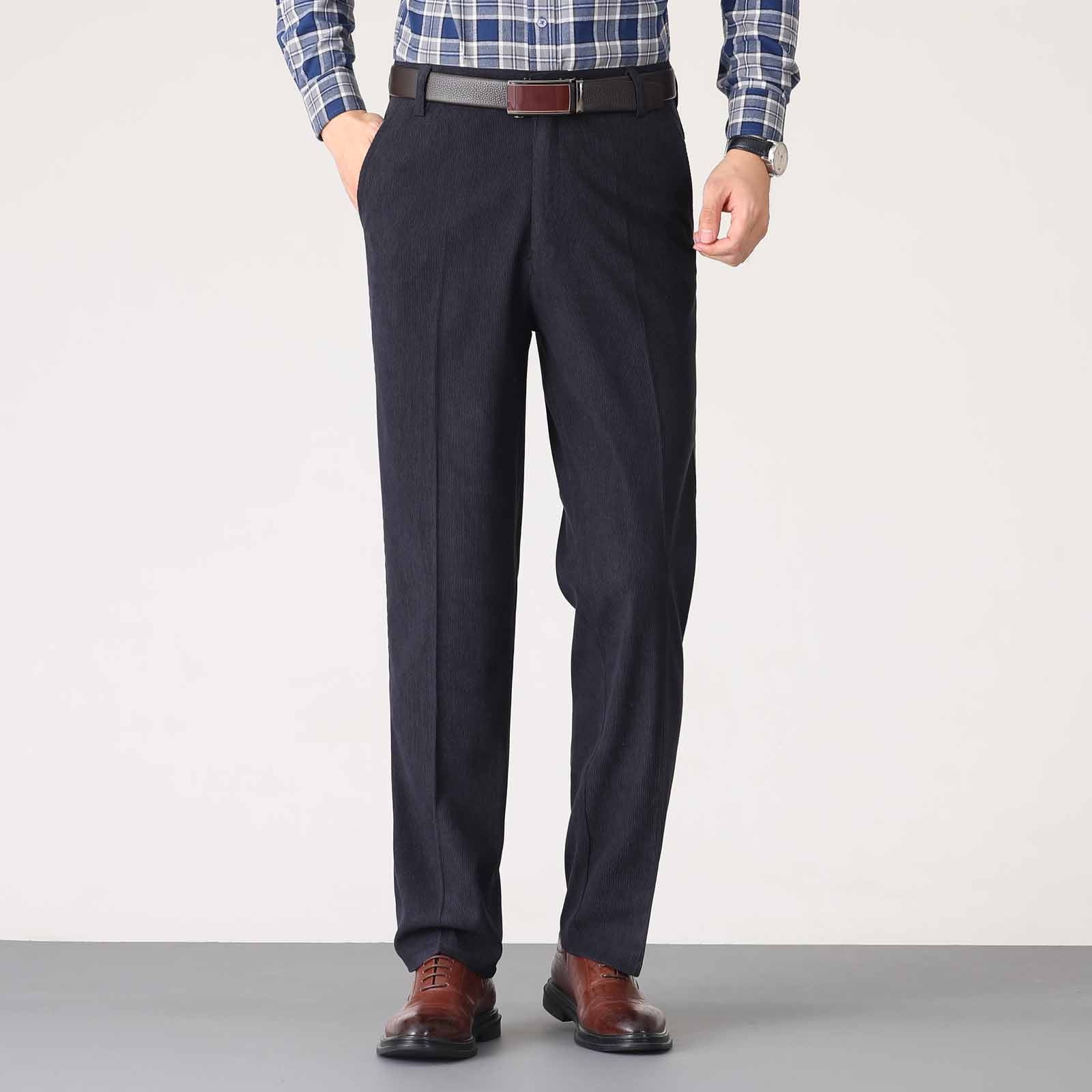 Awdenio Mens Dress Pants Corduroy Solid Color Slim Fit Pant Stretchy ...
