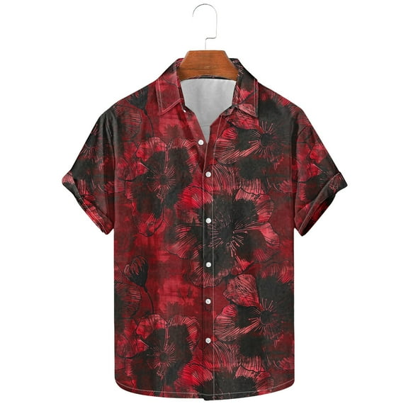 Awdenio Mens Dress Shirts Short Sleeve Casual Printed Button Down Tropical Shirt Summer Holiday Beach Hawaii Shirts,Size L