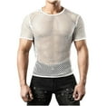 thumbnail image 1 of Awdenio Mens Fashion Hollow Out Fishing Net Casual Solid Color Short Sleeve Round Neck Collar T-Shirt Novelty Summer Tee for Casual Wear, 1 of 5