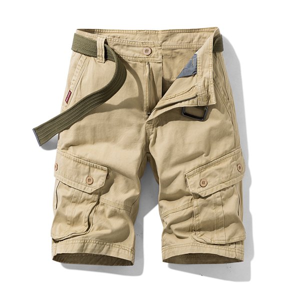 Awdenio Mens Fashion Pocket Zipper Buttons Solid Leisure Time Tooling Short Pants Versatile For Outdoor Adventures & Everyday Wear