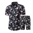 thumbnail image 1 of Awdenio Mens Floral Hawaiian Outfits 2 Piece Button Down Short Sleeve Shirt and Shorts Sets, 1 of 9
