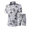 thumbnail image 1 of Awdenio Mens Floral Hawaiian Outfits 2 Piece Button Down Short Sleeve Shirt and Shorts Sets, 1 of 9
