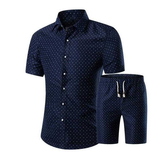 Awdenio Mens Floral Hawaiian Outfits 2 Piece Button Down Short Sleeve Shirt and Shorts Sets