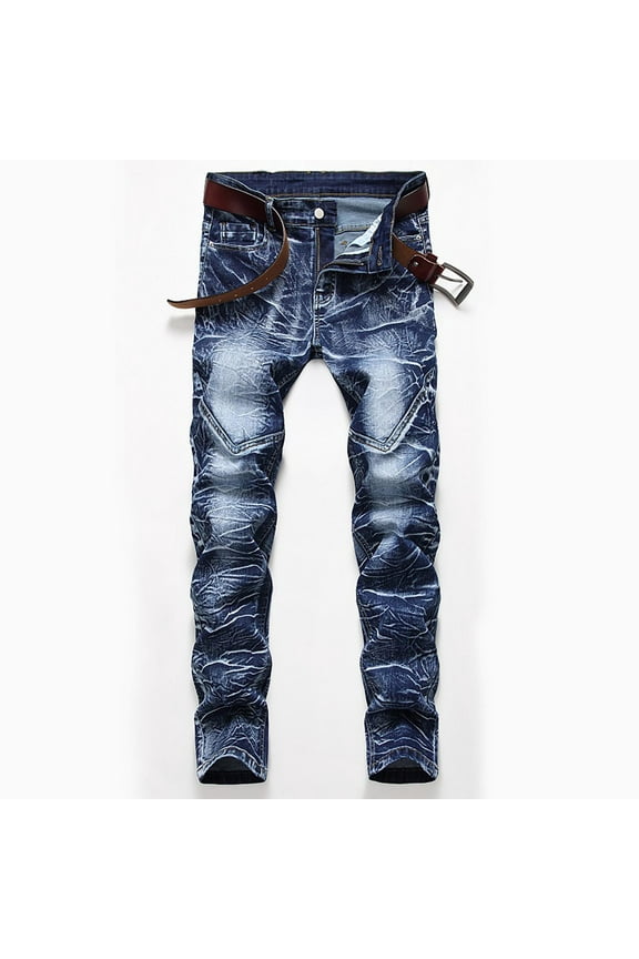 Mens Full Length Pants Comfortable Jeans New Fashion Have Pockets Button Zipper Personality Denim Trend Jeans
