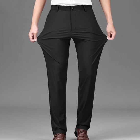 Awdenio Mens Full Length Pants Straight Solid Color Pocket Casual Suit Button Pants Outdoor Activities and Daily Wear