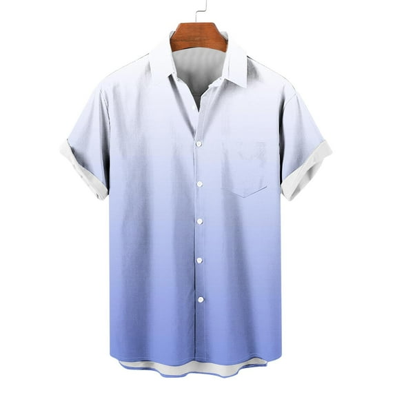 Awdenio Mens Graphic T-shirts Short Sleeve Button Down Shirts Casual Geadient Button Up Shirts Hawaiian