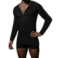thumbnail image 1 of Awdenio Mens Gym Shorts Long Sleeve Short Jumpsuit Pajama One Piece Button Down Henley Sleepshirt Rompers, 1 of 7