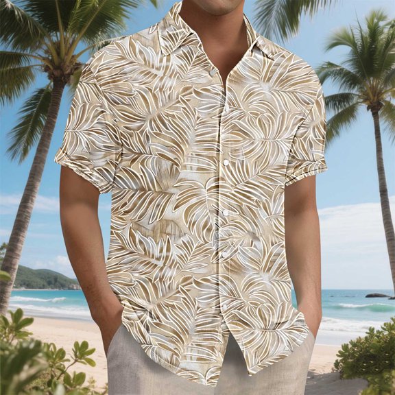 Awdenio Mens Hawaiian Shirt Casual: Beach Vacation Tropical Mens Button Down Short Sleeve Shirt with Pocket