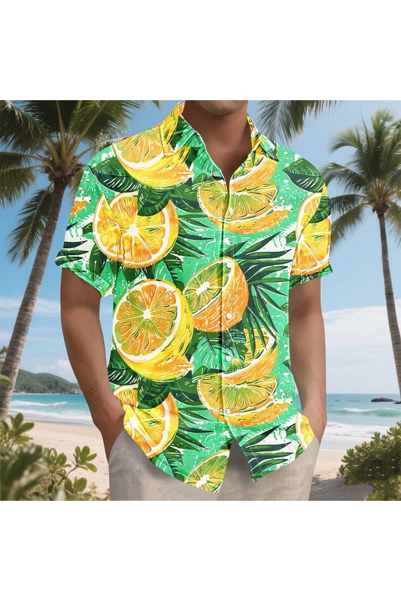 Mens Hawaiian Shirt Casual: Beach Vacation Tropical Mens Button Down Short Sleeve Shirt with Pocket