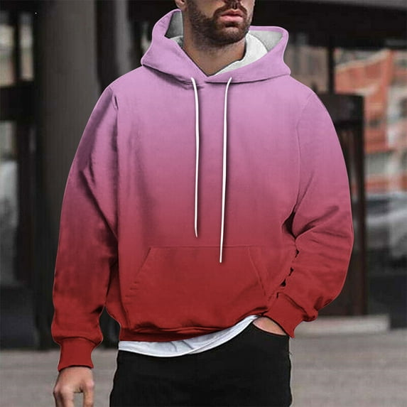Awdenio Mens Hoodies Sweatshirts Fashion Hip-Hop Gradient 3D Printed Drawstring Hooded Casual Long Sleeve Sweatshirt with Pocket