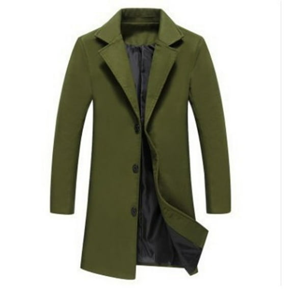 Awdenio Mens Jacket Classic Wool Trench Overcoat Single Breasted Mid Long Wool Blend Top Pea Coats Jackets