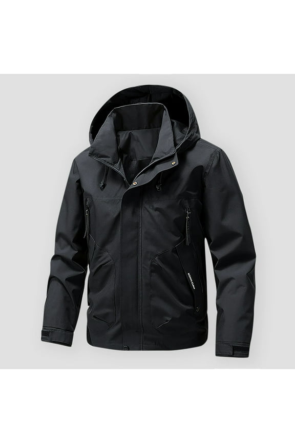 Mens Jacket Waterproof Windbreaker with Removable Hood Lightweight Coats for Casual Hiking Cycling