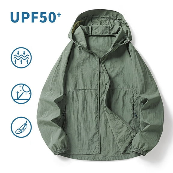 Awdenio Mens Jackets Lightweight Sun Protection Jacket Full Zip Lightweight Hoodie Summer Shirts for Hiking Fishing