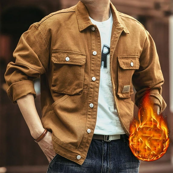 Awdenio Mens Jackets Vintage-Inspired Jean Jacket with Multiple Pockets - Cotton, Machine Washable