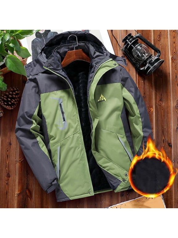 Mens Jackets Waterproof Lightweight Outdoor Zip Up Hooded for Hiking Skiing
