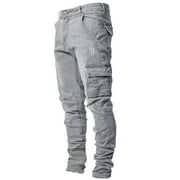 Awdenio Mens Jeans Comfortable Fashion Side Pockets Small Feet Tight Fitting Denim Pants Full Length Pants Jeans