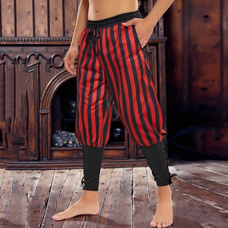 Awdenio Mens Linen Pants Medieval Viking Navigator Pirate Trousers