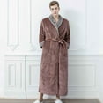 thumbnail image 1 of Awdenio Mens Pajama Robes Couple Style Bathrobe Contrast Skin-Friendly Panel Winter Nightgown+Belt Cozy Loungewear for Relaxation, 1 of 3