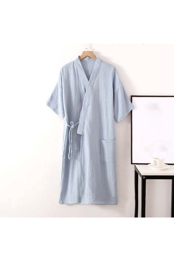 Mens Pajama Robes Pajamas Fashion Robe Bathrobe Three Quarter Sleeve Soft Autumn Pajamas Lounging, and Leisure Activities Cozy Loungewear Silk Satin