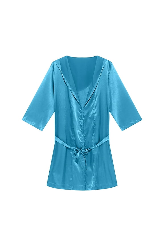 Mens Pajama Robes Solid Color Thin Short Sleeved Plus Size Lace Up Elegant Cozy Loungewear for Relaxation Pajamas