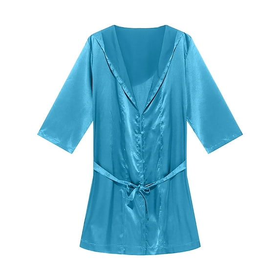 Awdenio Mens Pajama Robes Solid Color Thin Short Sleeved Plus Size Lace Up Elegant Cozy Loungewear for Relaxation Pajamas