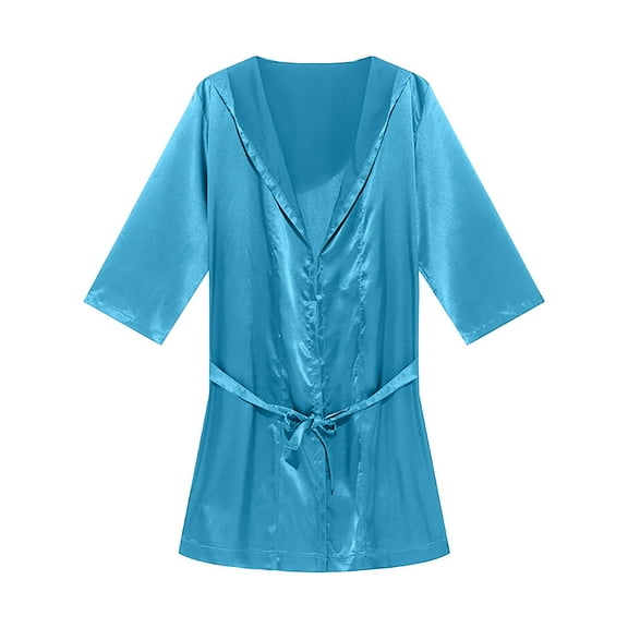 Awdenio Mens Pajama Robes Solid Color Thin Short Sleeved Plus Size Lace Up Elegant Cozy Loungewear for Relaxation Pajamas