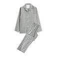 thumbnail image 1 of Awdenio Mens Pajama Sets Casual Homewear Long-Sleeve Fahsion Plaid Printed Tops Trousers Turndown Collar Skin-Friendly Night Pajamas Suits Sleep Wear, 1 of 2