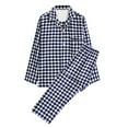 thumbnail image 1 of Awdenio Mens Pajama Sets Casual Plaid Print Homewear Breathable Long-Sleeve Tops Trousers Turndown Collar Night Pajamas Suits, 1 of 2