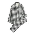 thumbnail image 1 of Awdenio Mens Pajama Sets Casual Plaid Print Homewear Breathable Long-Sleeve Tops Trousers Turndown Collar Night Pajamas Suits, 1 of 2