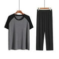 thumbnail image 1 of Awdenio Mens Pajama Sets Pajama Set Sleepwear Lightweight Quick Dry Short Sleeve Shirts Long Pants Trousers Soft Comfy Sleep Sets, 1 of 9