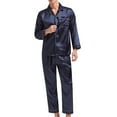 thumbnail image 1 of Awdenio Mens Pajama Sets Polka Dots Print Casual Button Oversize Elegant Cozy Loungewear Turndown Collar Long Sleeve Pants Set Sleepwear, 1 of 4